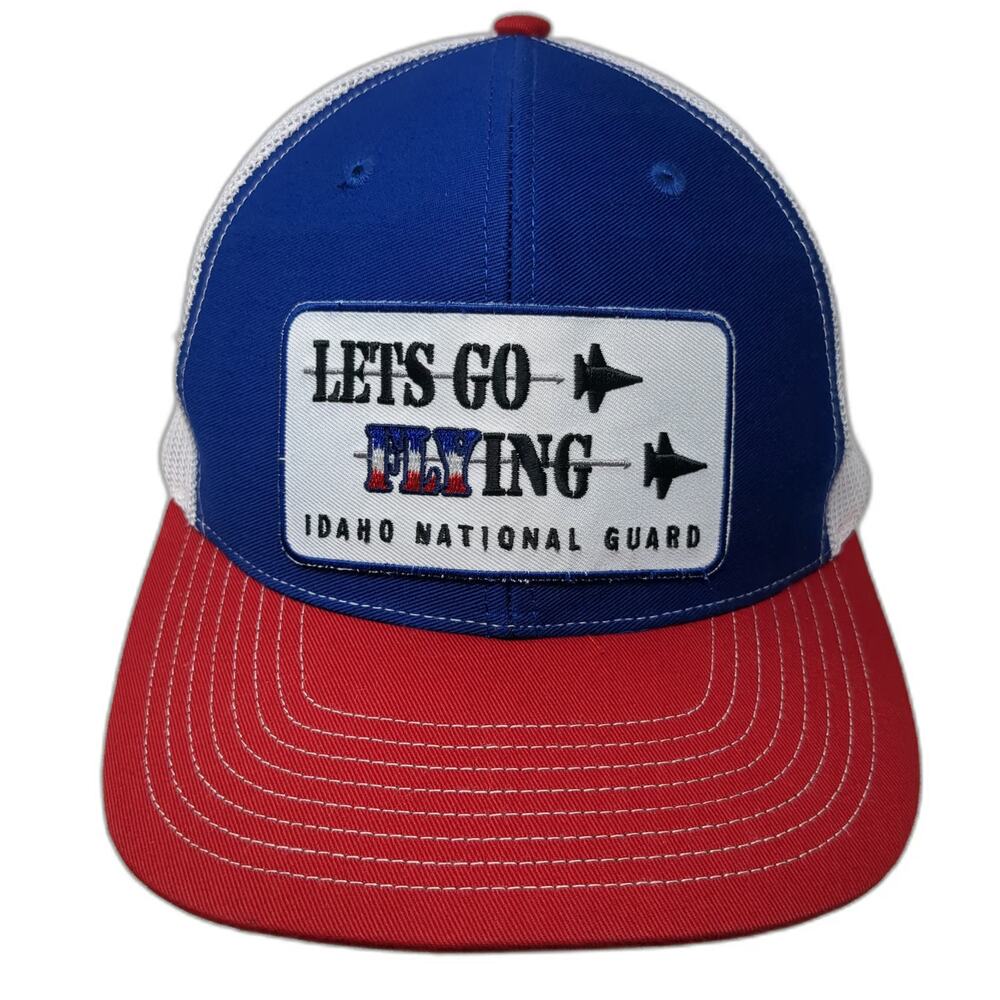 Richardson Trucker Hat Blue Idaho National Guard Lets Go Flying Patch One Size
